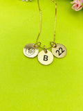 Gold or Silver Baseball Mitten Necklace Personalized Customized Monogram Made to Order Jewelry, D383