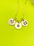 Gold or Silver Baseball Mitten Necklace Personalized Customized Monogram Made to Order Jewelry, D383
