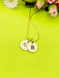 Gold or Silver Baseball Mitten Necklace Personalized Customized Monogram Made to Order Jewelry, D384