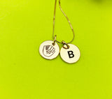 Gold or Silver Baseball Mitten Necklace Personalized Customized Monogram Made to Order Jewelry, D384