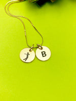 Gold or Silver Golf Player Necklace Personalized Customized Monogram Made to Order Jewelry, D457