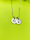 Silver or Gold Baseball Mitten Necklace Personalized Customized Monogram Made to Order Jewelry, D386