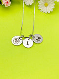 Silver or Gold Baseball Mitten Necklace Personalized Customized Monogram Made to Order Jewelry, D387