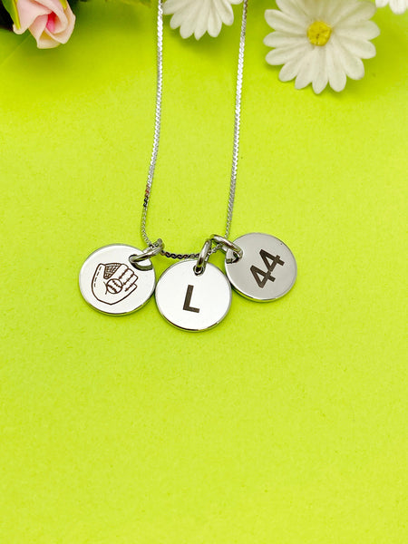 Silver or Gold Baseball Mitten Necklace Personalized Customized Monogram Made to Order Jewelry, D387