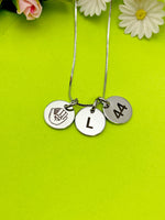Silver or Gold Baseball Mitten Necklace Personalized Customized Monogram Made to Order Jewelry, D387