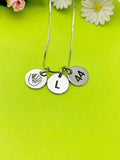 Silver or Gold Baseball Mitten Necklace Personalized Customized Monogram Made to Order Jewelry, D387