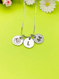 Silver or Gold Baseball Mitten Necklace Personalized Customized Monogram Made to Order Jewelry, D387