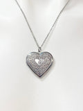 Stainless Steel Heart Flower Locket Pendant Necklace Personalized Customized Monogram Made to Order Jewelry, D390