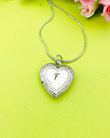 Silver Heart Flower Locket Pendant Necklace Personalized Customized Monogram Made to Order Jewelry, D391