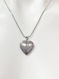 Silver Heart Flower Locket Pendant Necklace Personalized Customized Monogram Made to Order Jewelry, D391