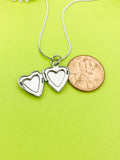 Silver TINY Heart Locket Necklace Personalized Customized Monogram Made to Order Jewelry, D392