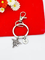 Silver Licensed Vocational Nurse LVN Charm Keychain Gifts, Personalized Customized Monogram Made to Order Jewelry, N263A