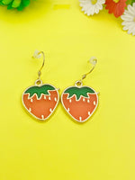 Gold Red Strawberry Charm Earrings Personalized Customized Made to Order Jewelry, N4718