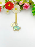 Gold Elephant Charm Necklace Personalized Customized Monogram Made to Order Jewelry, N729A