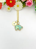 Gold Elephant Charm Necklace Personalized Customized Monogram Made to Order Jewelry, N729A