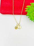 Gold Tiny Evil Eye Charm Necklace Personalized Customized Monogram Made to Order Jewelry, N577AA