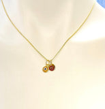 Gold Tiny Evil Eye Charm Necklace Personalized Customized Monogram Made to Order Jewelry, N577AA