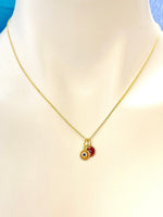 Gold Tiny Evil Eye Charm Necklace Personalized Customized Monogram Made to Order Jewelry, N577AA