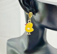 Gold Yello Chicken Charm Stud Earrings Personalized Customized Made to Order Jewelry, N3052A