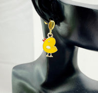 Gold Yello Chicken Charm Stud Earrings Personalized Customized Made to Order Jewelry, N3052A
