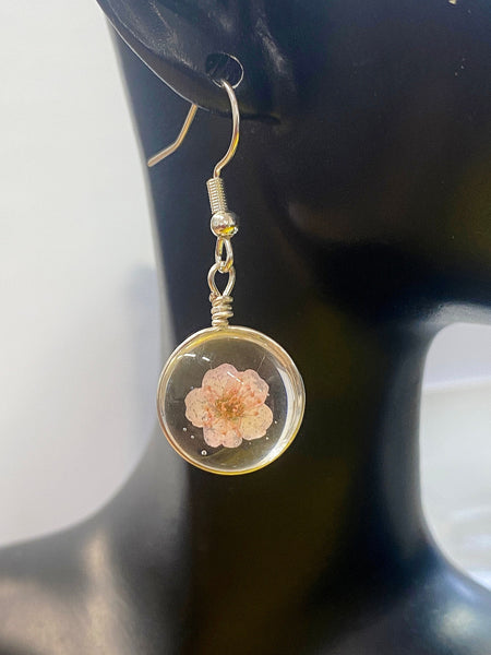 Gold or Silver Pink Cherry Blossom Flower Charm Earrings Personalized Customized Made to Order Jewelry, N3162E