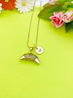 Gold Natural Strawberry Quartz Moon Charm Necklace Personalized Customized Monogram Made to Order Jewelry, N2817A