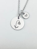 Silver Snowdrop Flower Charm Necklace Personalized Customized Monogram Made to Order Jewelry, N3826A