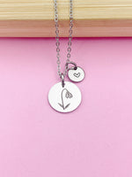 Silver Snowdrop Flower Charm Necklace Personalized Customized Monogram Made to Order Jewelry, N3826A