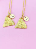 Gold Pizza Charm Necklace Personalized Customized Monogram Made to Order Jewelry, N849