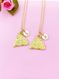 Gold Pizza Charm Necklace Personalized Customized Monogram Made to Order Jewelry, N849