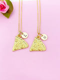 Gold Pizza Charm Necklace Personalized Customized Monogram Made to Order Jewelry, N849