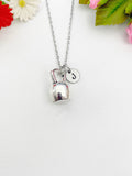 Silver Gym Weight Training Kettlebell Charm Necklace Personalized Customized Monogram Made to Order Jewelry, N2594A