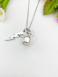 Gym Weight Training Kettlebell Lightning Charm Necklace Personalized Customized Monogram Made to Order Jewelry, N2594C