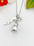 Gym Weight Training Kettlebell Lightning Charm Necklace Personalized Customized Monogram Made to Order Jewelry, N2594C
