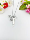 Silver Gym Weight Training Dumbbell Lightning Charm Necklace Personalized Customized Monogram Made to Order Jewelry, N987B