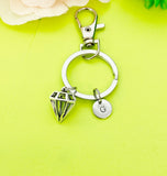 Silver Diamond Charm Keychain Gifts Personalized Customized Monogram Made to Order Jewelry, N5438