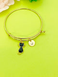 Gold Black Cat Bracelet Personalized Customized Monogram Made to Order Jewelry, N1029