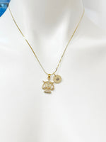 Gold Justice Scale Charm Necklace Personalized Customized Monogram Made to Order Jewelry, N4112B