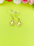 Gold Clover Charm Earrings Personalized Customized Made to Order Jewelry, N5439