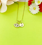 Gold Cubic Zirconia Evil Eye Charm Necklace Personalized Customized Gemstone Monogram Made to Order Jewelry, N1758A