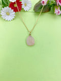Gold Natural Rose Quartz Charm Necklace Personalized Customized Gemstone Monogram Made to Order Jewelry, N5444