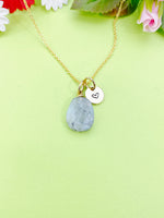 Gold Natural Labradorite Charm Necklace, Personalized Customized Gemstone Monogram Made to Order Jewelry, N5445