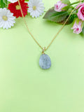 Gold Natural Labradorite Charm Necklace, Personalized Customized Gemstone Monogram Made to Order Jewelry, N5445