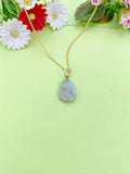 Gold Natural Serpentine New Jade Charm Necklace Personalized Customized Gemstone Monogram Made to Order Jewelry, N5450