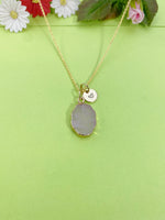 Gold Natural Rose Quartz Charm Necklace Personalized Customized Gemstone Monogram Made to Order Jewelry, N5362