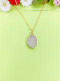 Gold Natural Rose Quartz Charm Necklace Personalized Customized Gemstone Monogram Made to Order Jewelry, N5362