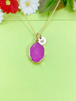 Gold Natural Quartz Dyed Charm Necklace Personalized Customized Gemstone Monogram Made to Order Jewelry, N5370