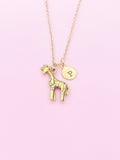 Gold Giraffe Charm Necklace Personalized Customized Monogram Made to Order Jewelry, N3114A