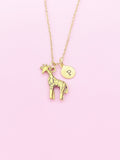 Gold Giraffe Charm Necklace Personalized Customized Monogram Made to Order Jewelry, N3114A