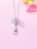 Silver Violin Viola Bass Clef Charm Necklace Personalized Customized Monogram Made to Order Jewelry, N5451